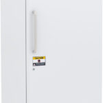 White premium refrigerator, LCD display, upright