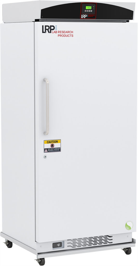 White premium refrigerator, LCD display, upright
